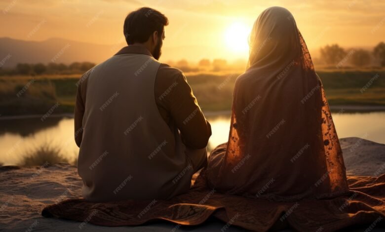 back view islamic couple spending time together 23 2151064038