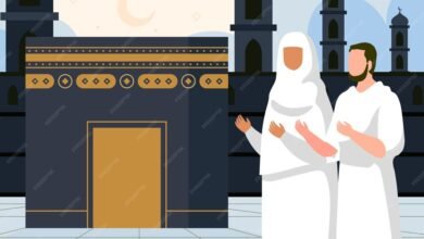 flat background islamic hajj pilgrimage 23 2150399387