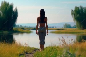 portrait person practicing yoga outdoors nature 23 2151046780