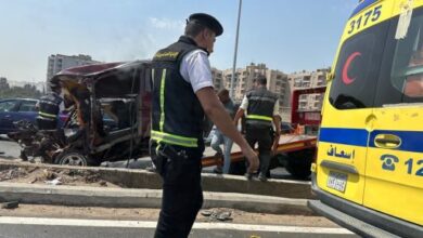 حادث تصادم على الطريق الدائرى يؤثر على حركة المرور.. صور