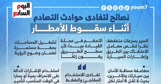 تعرف على إرشادات الوقاية من حوادث الطرق أثناء هطول الأمطار تعرف على إرشادات الوقاية من حوادث الطرق أثناء هطول الأمطار