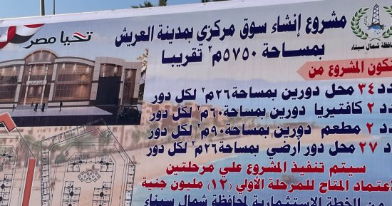 إطلاق مشروع السوق المركزى وأرض المعارض فى مدينة العريش.. اعرف التفاصيل إطلاق مشروع السوق المركزى وأرض المعارض فى مدينة العريش.. اعرف التفاصيل