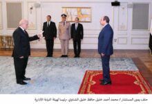 المستشار محمد الشناوي يؤدي اليمين أمام الرئيس السيسي لتعيينه رئيسًا للنيابة الإدارية