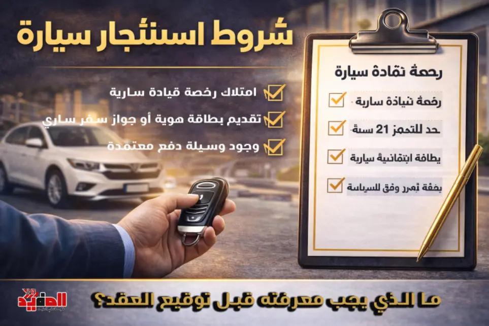 شروط استئجار سيارة.. ما الذي يجب معرفته قبل توقيع العقد؟ شروط استئجار سيارة.. ما الذي يجب معرفته قبل توقيع العقد؟