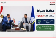 محافظ دمياط يبحث مع «موبكو» تنفيذ مشروعات تنموية تدعم الطاقة النظيفة والاستدامة